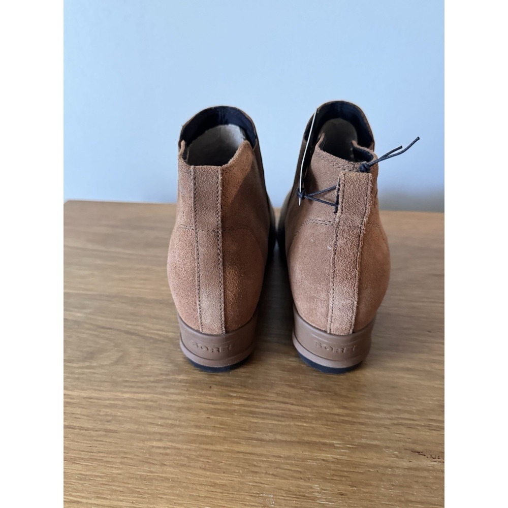 Sorel Evie Wedge Chelsea Boots Womens Size 8.5 Brown Leather Suede Pull On Shoes - Picture 5 of 10